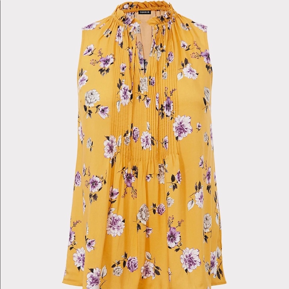 Torrid Floral Pintuck Sleeveless Blouse